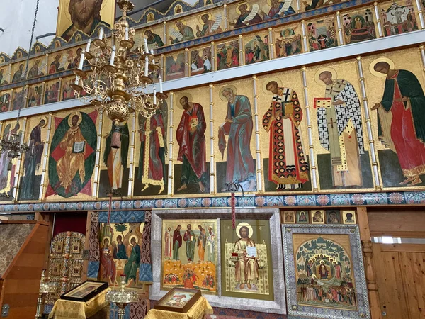 Vologda Russia February 2020 Iconostasis Upper Temple Spassky Cathedral Spaso — Stock Photo, Image