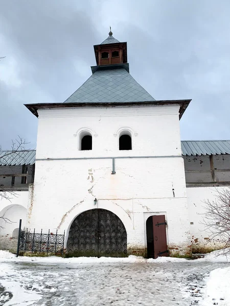 Torre Defensiva Mosteiro Spaso Prilutsky Vologda Início Inverno Rússia — Fotografia de Stock