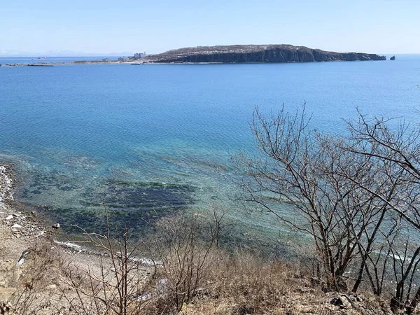 Vladivostok Vista Península Basargina Desde Bahía Patrokles Patrokl Bahía Ussuri — Foto de Stock