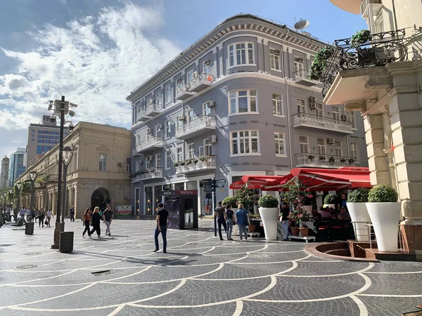 Bakú Azerbaiyán Septiembre 2019 Edificios Históricos Calle Peatonal Nizami Septiembre — Foto de Stock