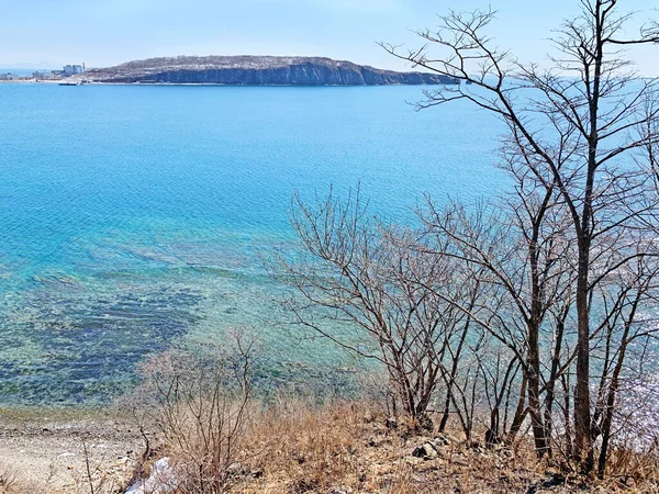 Vladivostok Vista Península Basargina Desde Bahía Patrokles Patrokl Bahía Ussuri — Foto de Stock