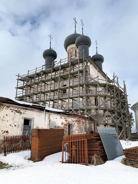 Goritsy Mosteiro Ressurreição Goritsky Catedral Ressurreição Inverno Região Vologda Rússia — Fotografia de Stock