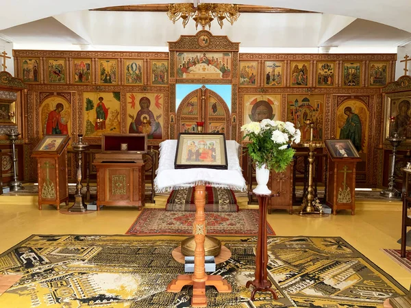 Goritsy Región Vologda Rusia Febrero 2020 Iconostasis Iglesia Intercesión Santísima —  Fotos de Stock