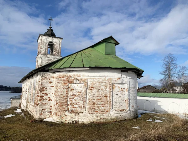 Iglesia Introducción Iglesia Santísima Theotokos Pueblo Goritsy Región Vologda Invierno —  Fotos de Stock