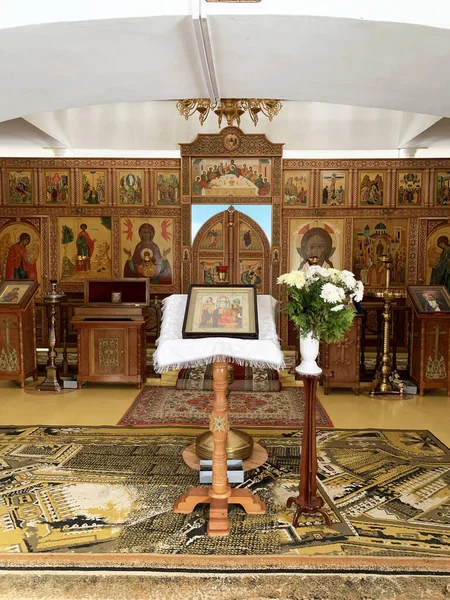 Goritsy Región Vologda Rusia Febrero 2020 Iconostasis Iglesia Intercesión Santísima —  Fotos de Stock