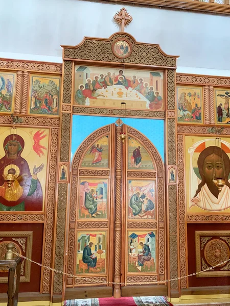 Goritsy Región Vologda Rusia Febrero 2020 Iconostasis Iglesia Intercesión Santísima —  Fotos de Stock