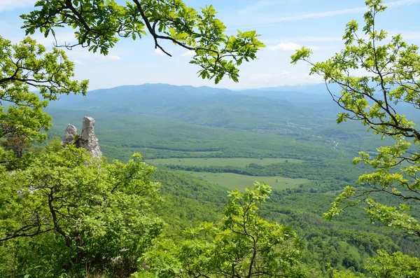 Adygea Mountain Landscape Spring Background Main Caucasian Ridge Fragment Rock — Stock Photo, Image