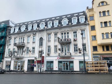 Vladivostok, Rusya, Mart, 01.2020. Vladivostok, 13A Okeansky Prospekt 'teki tarihi bina.