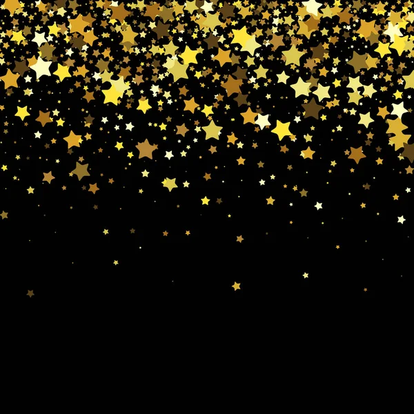 Fondo negro con estrellas doradas — Vector de stock