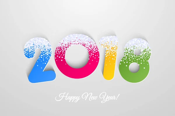 Vector 2018 Feliz Año Nuevo fondo colorido con nieve — Vector de stock