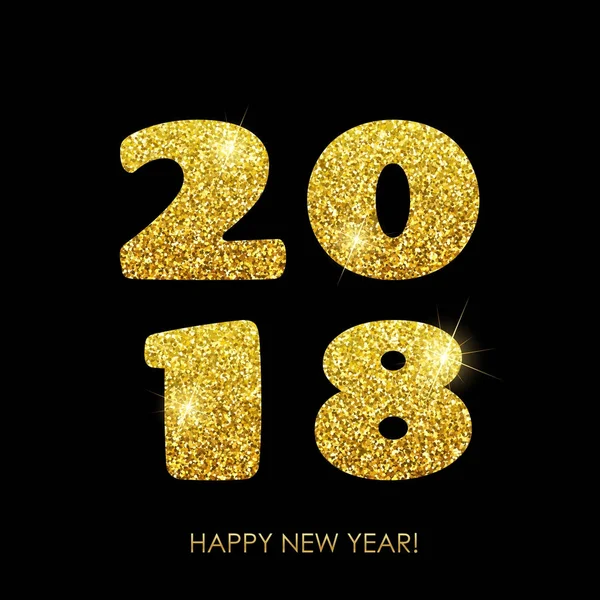 Happy New Year 2018. Vector Nieuwjaar achtergrond met gouden glitte — Stockvector