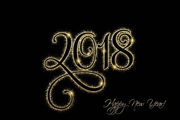 Mutlu yeni yıl 2018. Vektör yeni yıl arka plan ile altın glitte