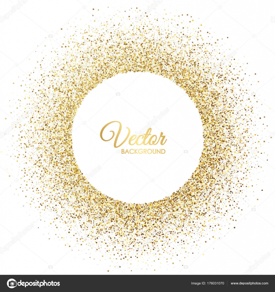 Background: white gold glitter | Vector gold sparkles on white