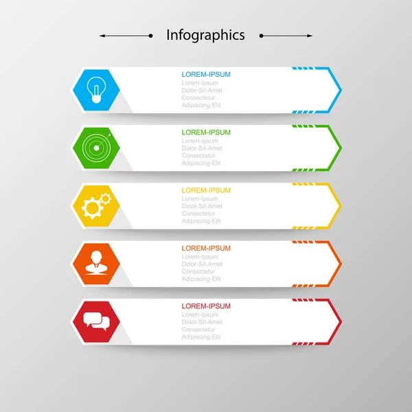 Vecteur de conception d'infographie Les étapes ou les processus de concept d'entreprise peuvent être utilisés pour la mise en page du flux de travail, diagramme, rapport annuel, conception Web — Image vectorielle