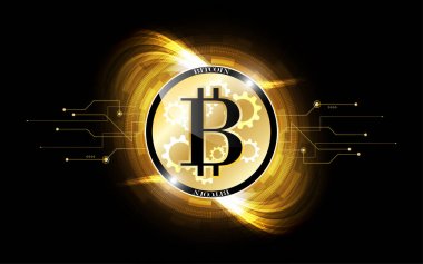 Bitcoin altın para fütüristik ağ iş konsepti