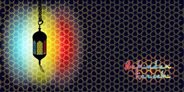 Ramazan kareem whith lamba, yıldız ve güzel ışık ışınları