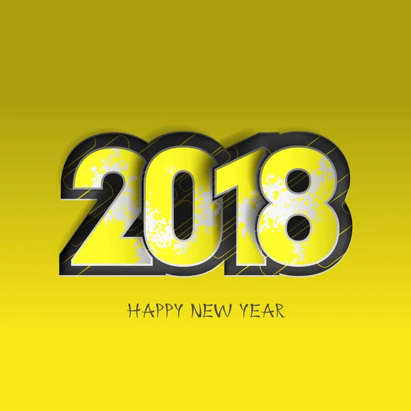 Mutlu yeni yıl 2018 sarı arka plan dekorasyon. 2018 yıl tarih kavramı vektör çizim. 