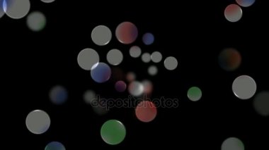 soyut renkli saydam daireler merkezi koyu arka plan üzerinde görüntülenir ve ekranın kenarlarına hareket, odak, renk değiştirme ve kaybolur. Döngü animasyon