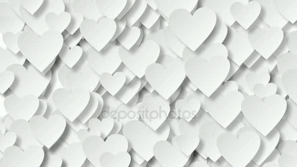 Papel abstrato cortar aumento do coração em movimento no espaço 3D. Fundo do amor, fundo do casamento. Animação em loop — Vídeo de Stock