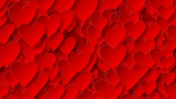 Abstract paper cut heart increase moving in 3D space. Love background, wedding background. Loop animation — Stock Video