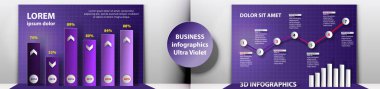 Ultra violet eps10 illüstrasyon vektör 3d grafik ve çizgi grafik şablonları, iş infographics,