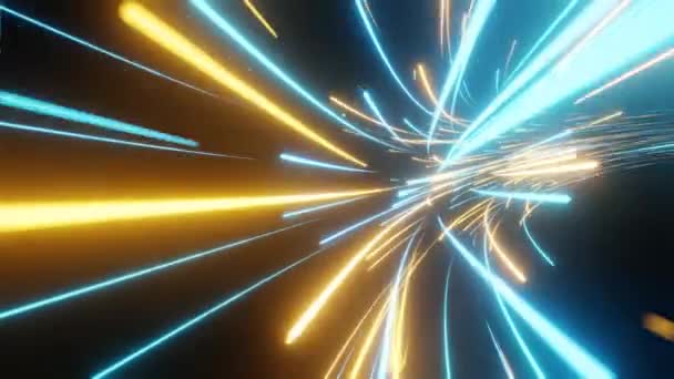 Bright Looped Background Flying Tunnel Glowing Lines Motion Graphic Digital — Stock Video