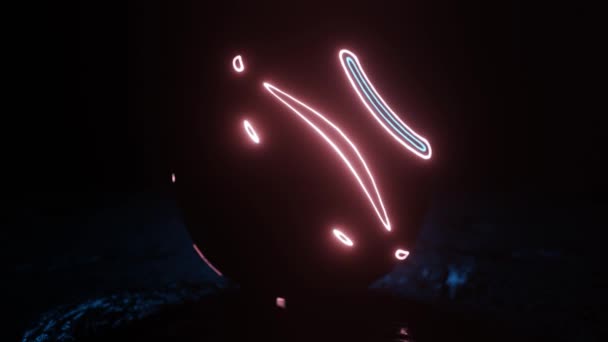 sphères lumineuses au néon abstraites. Apparaissent et disparaissent boule de disco. Résumé boucle ultraviolette 4K fond .