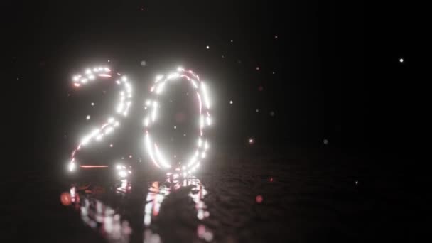 Feliz Año Nuevo 2020 Inscripción 2020 Está Iluminada Con Luz — Vídeo de stock