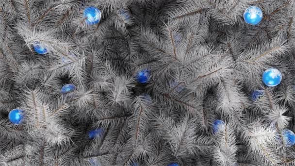 Vit Julgran Rörelse Bakgrund Julbollar Nyårsbakgrund Xmas Träd Dekorationer Bakgrund — Stockvideo