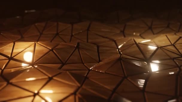 Abstract Visualisatie Van Een Geometrische Laag Poly Gouden Houten Oppervlak — Stockvideo