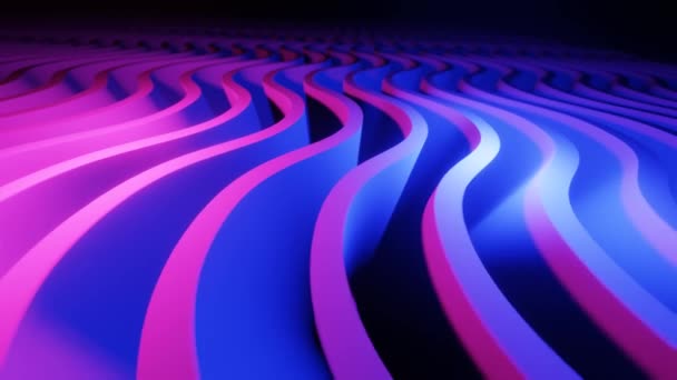 Animation Von Wellenförmigen Reihen Neon Hintergrund Abstrakter Hintergrund Schleifenanimation — Stockvideo