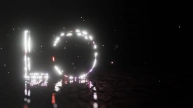 Aşk, parlak neon ışıklar ve parıltılarla aydınlatılır. Bokeh geçmişi. 4k arkaplan.