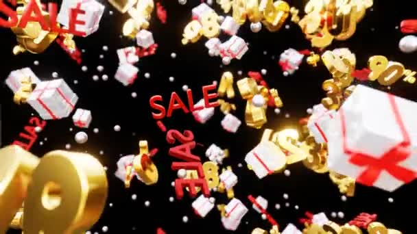 Hintergrund Zum Verkauf Und Geschenkboxen Hellen Hintergrund Zum Verkauf Goldvolumen — Stockvideo