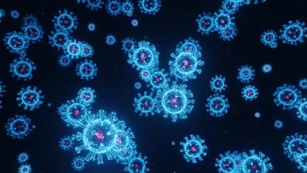 Virus Cellule Virali Microscopio Fluttuanti Fluido Bagliore Patogeni Focolaio Batterio — Video Stock