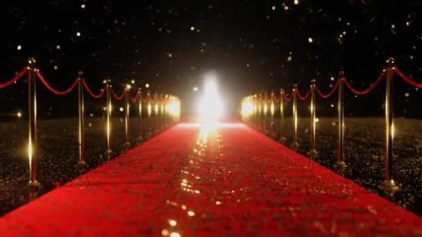 Roter Teppich Mit Fallendem Goldkonfetti Schleifenanimation — Stockvideo
