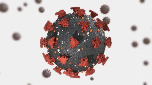 带有病毒细胞的移动背景 Coronavirus Covid 2019 Ncov Sars Cov 2分子与其他分子在白色背景上 以及边缘附近的Bokeh效应 4K循环动画 — 图库视频影像