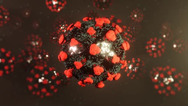 Virus Células Virales Bajo Microscopio Flotando Fluido Con Fondo Oscuro — Vídeo de stock