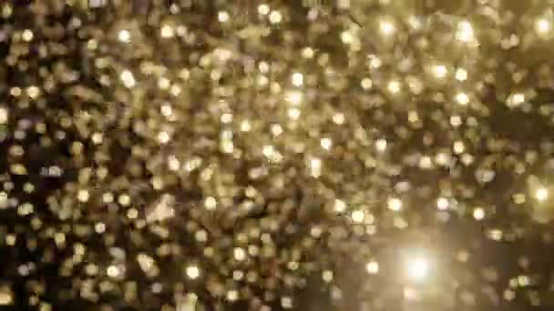 Defokussieren Sie Glitzerhintergrund Mit Gold Langsam Fallenden Konfetti Konfetti Explodiert — Stockvideo