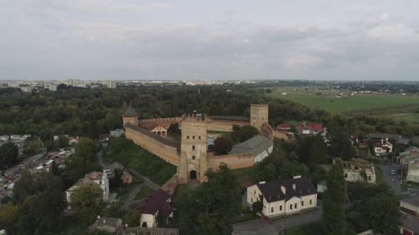 Letecký Pohled Lutský Hrad Kamenný Zámek Prince Lubarta Památka Města — Stock video