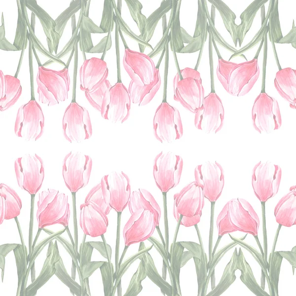 Bordo floreale con tulipani — Foto Stock