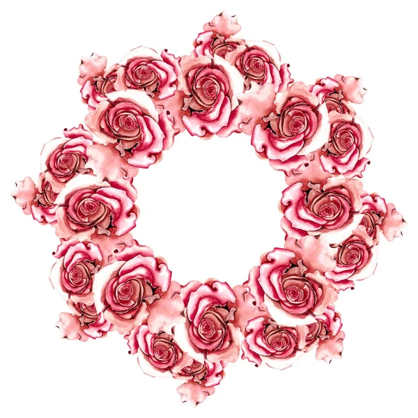 Круглая цветочная рамка с розами — стоковое фото