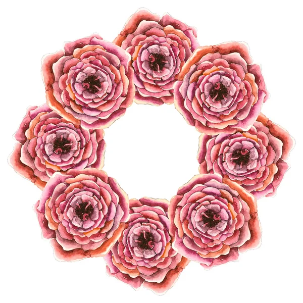 Armação floral redonda com rosas — Fotografia de Stock