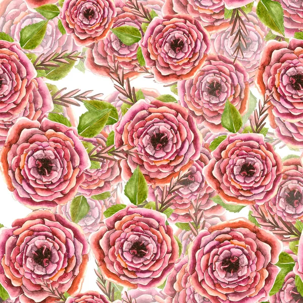 Kwiatowy wzór bez szwu z różami — Zdjęcie stockowe