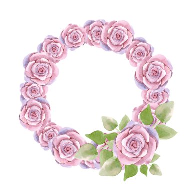 Güllü yuvarlak çerçeve çiçek