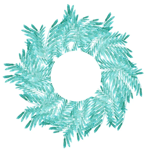 Turquoise Wreath Watercolor — Stock Photo, Image