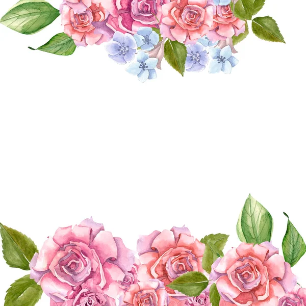 Rosas rosa com folhas — Fotografia de Stock