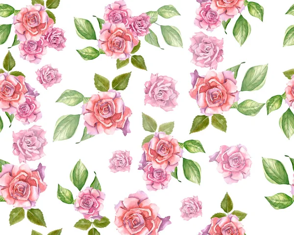 Ροζ τριαντάφυλλα με μοτίβο φύλλα — Φωτογραφία Αρχείου