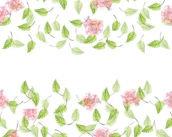 Rosa Rosen mit Blättermuster — Stockfoto
