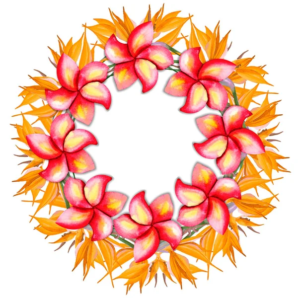 Frame of orange and pink flowers — Stock Photo, Image