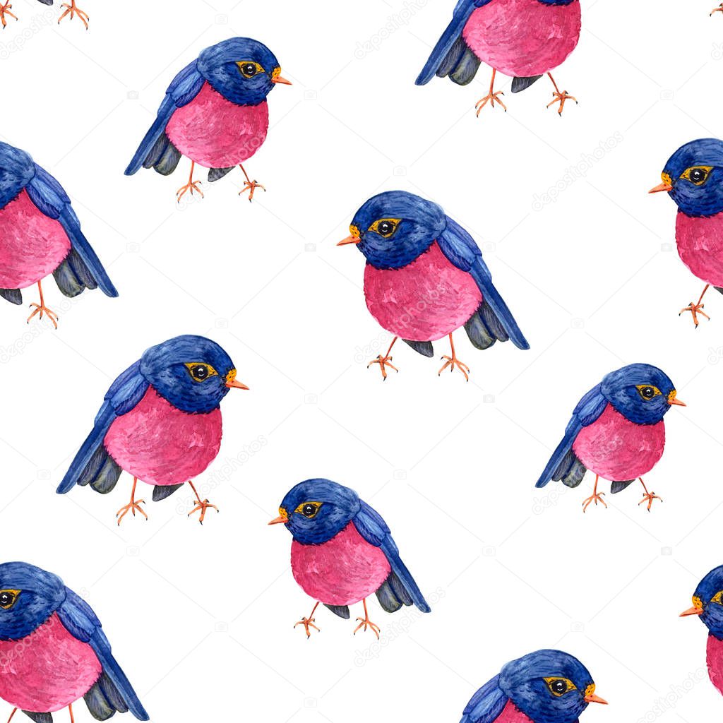 Pattern of blue and pink birds